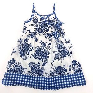Marmellata Girls Sundress Floral Checks Blue White